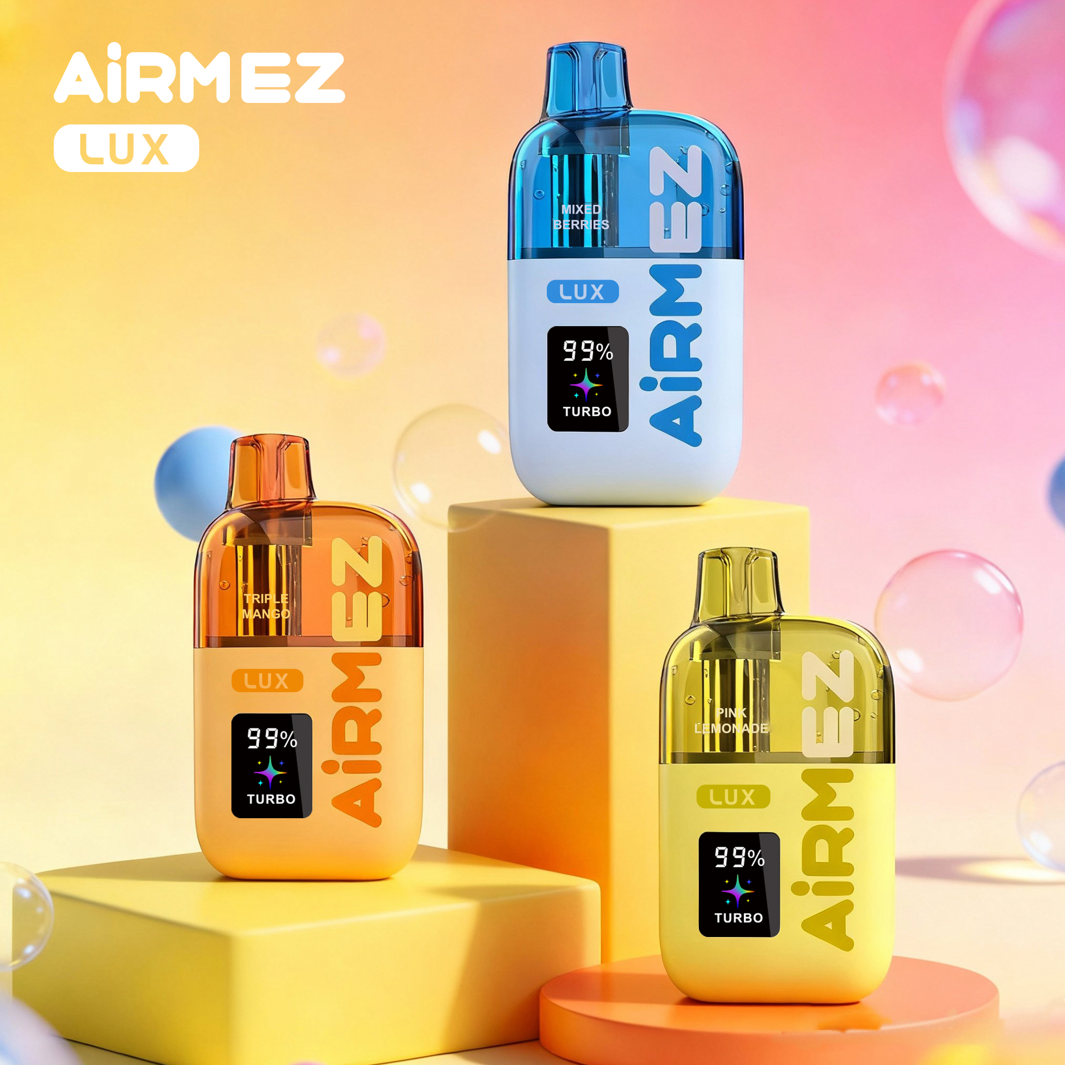Airmez Lux 60K Puff , 30ml Liquid 10 Flavors 650mAh Battery Rechargeable Type-C/ 2%/5% Nicotine - Yohongvape wholesale disposable vape