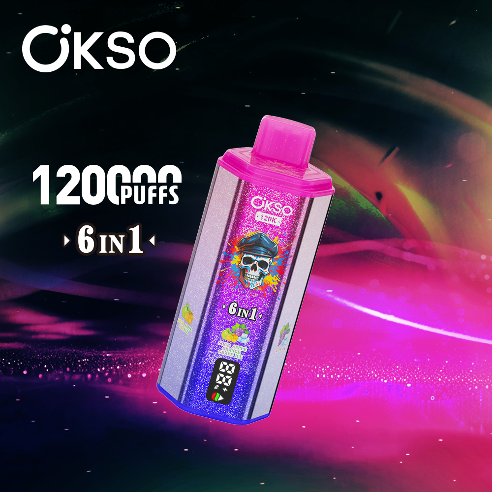 OKSO 120000 Puff 120K 6 in1 Disposable Vape Type C Charge 10 Flavors, 850 mah Battery, 0%/2%/3%/5% Nicotine - Yohongvape wholesale disposable vape