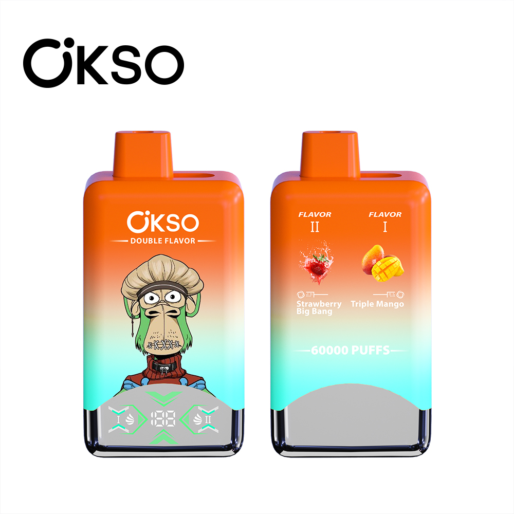 OKSO 60K 60000 Puff Double Flavor Disposable Vape Type C Charge 20 Flavors, 650 mah Battery, 0%/2%/3%/5% Nicotine - Yohongvape wholesale disposable vape