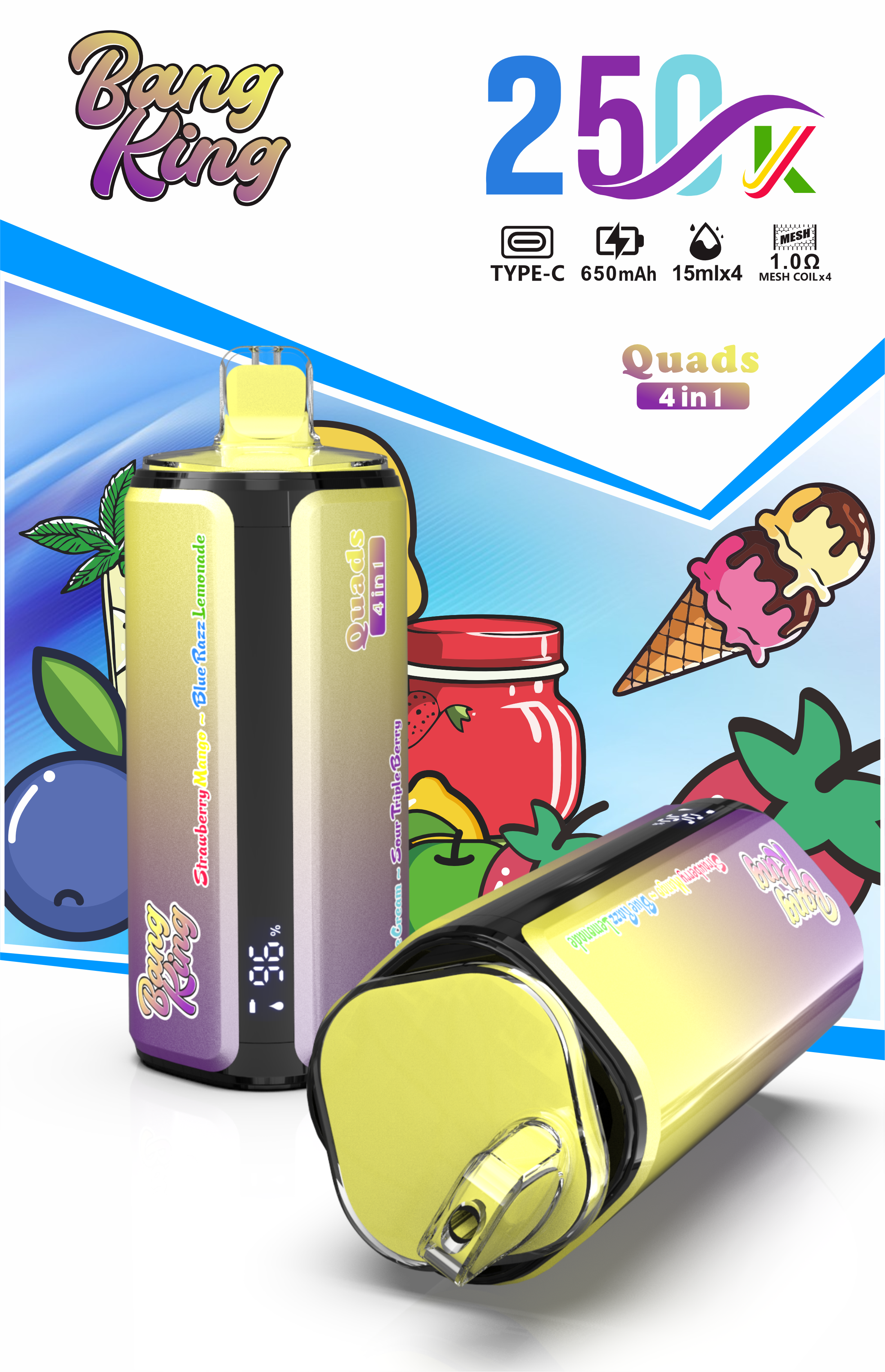 Bang King 250000 Puff 4 IN 1 - Yohongvape wholesale disposable vape