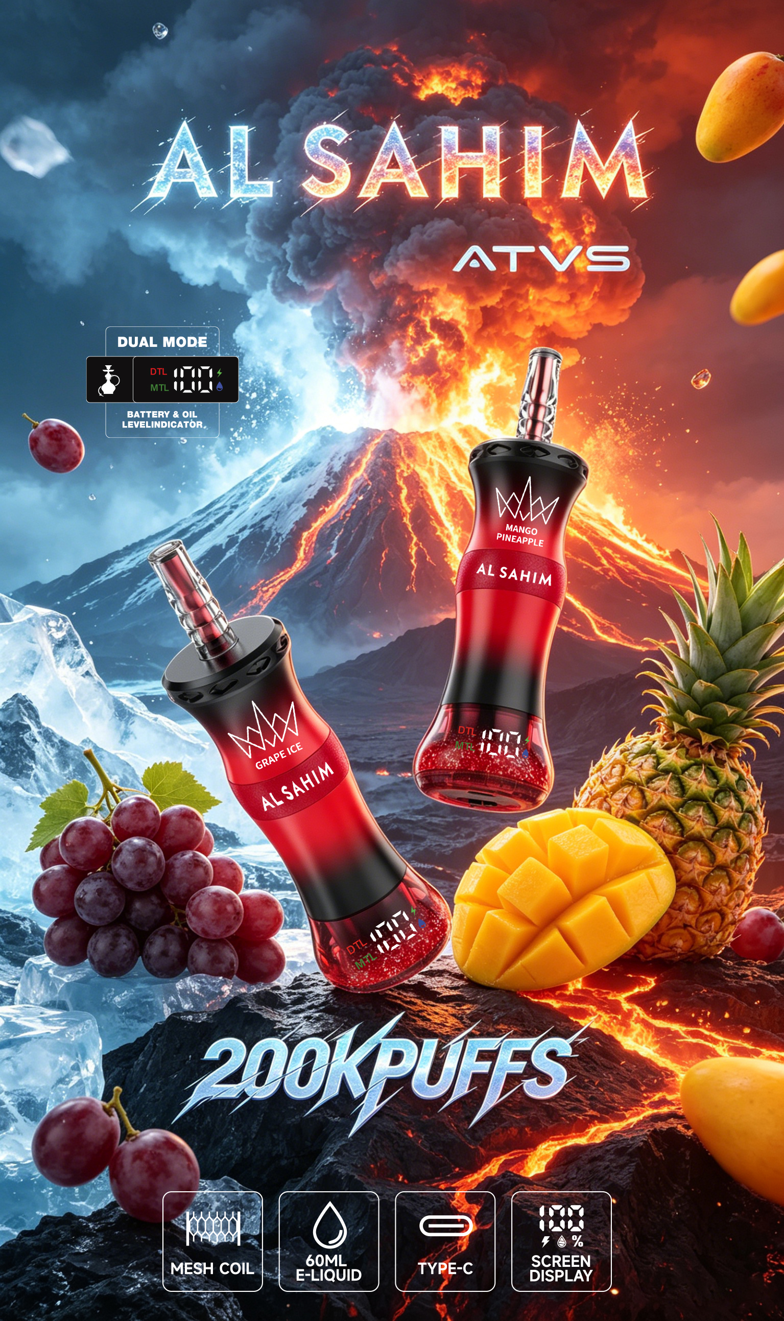 ATVS AL SAHIM 200K 2000000 Puffs Disposable Vape - Yohongvape wholesale disposable vape