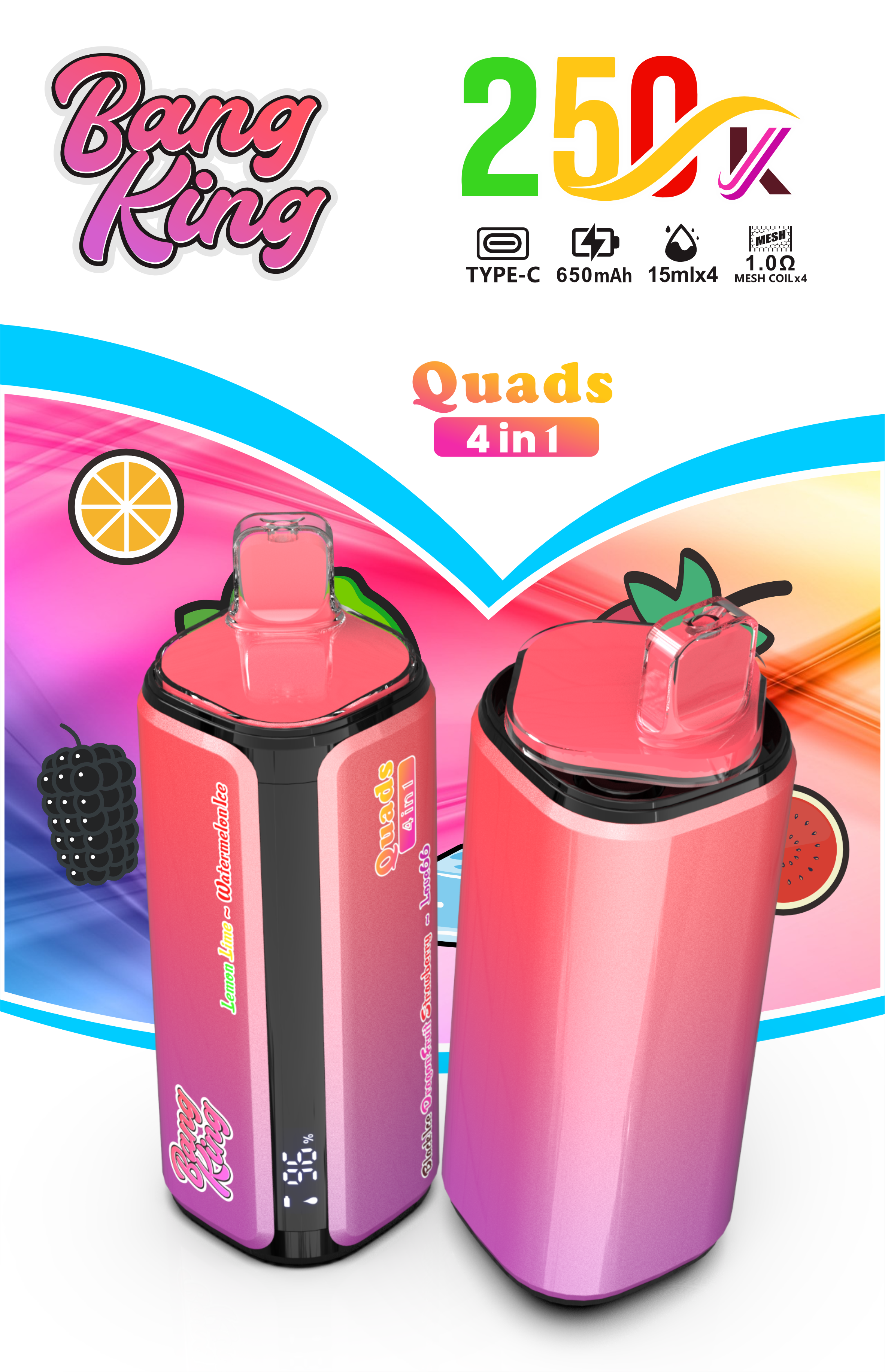 Bang King 250000 Puff 4 IN 1 - Yohongvape wholesale disposable vape