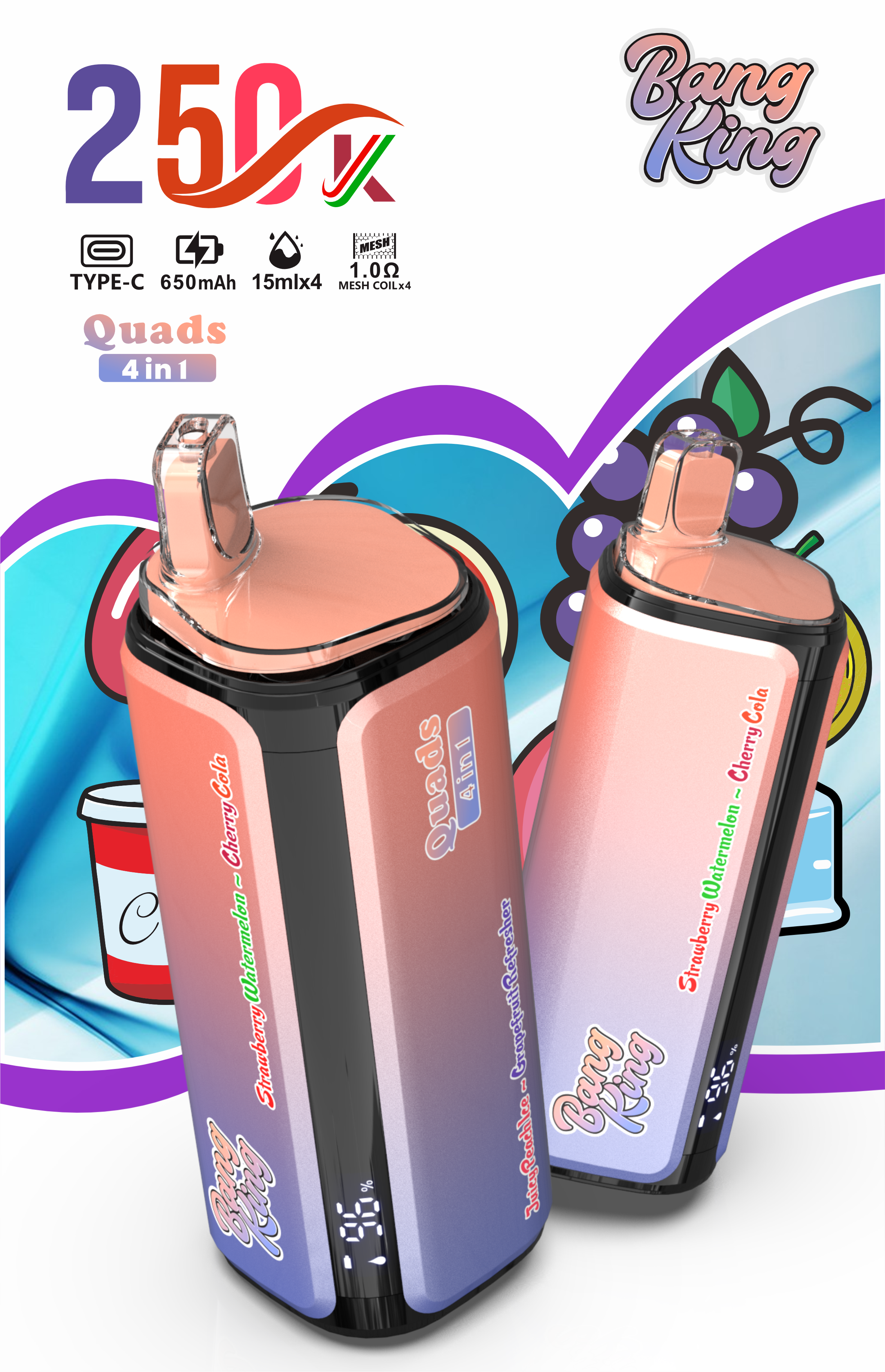 Bang King 250000 Puff 4 IN 1 - Yohongvape wholesale disposable vape