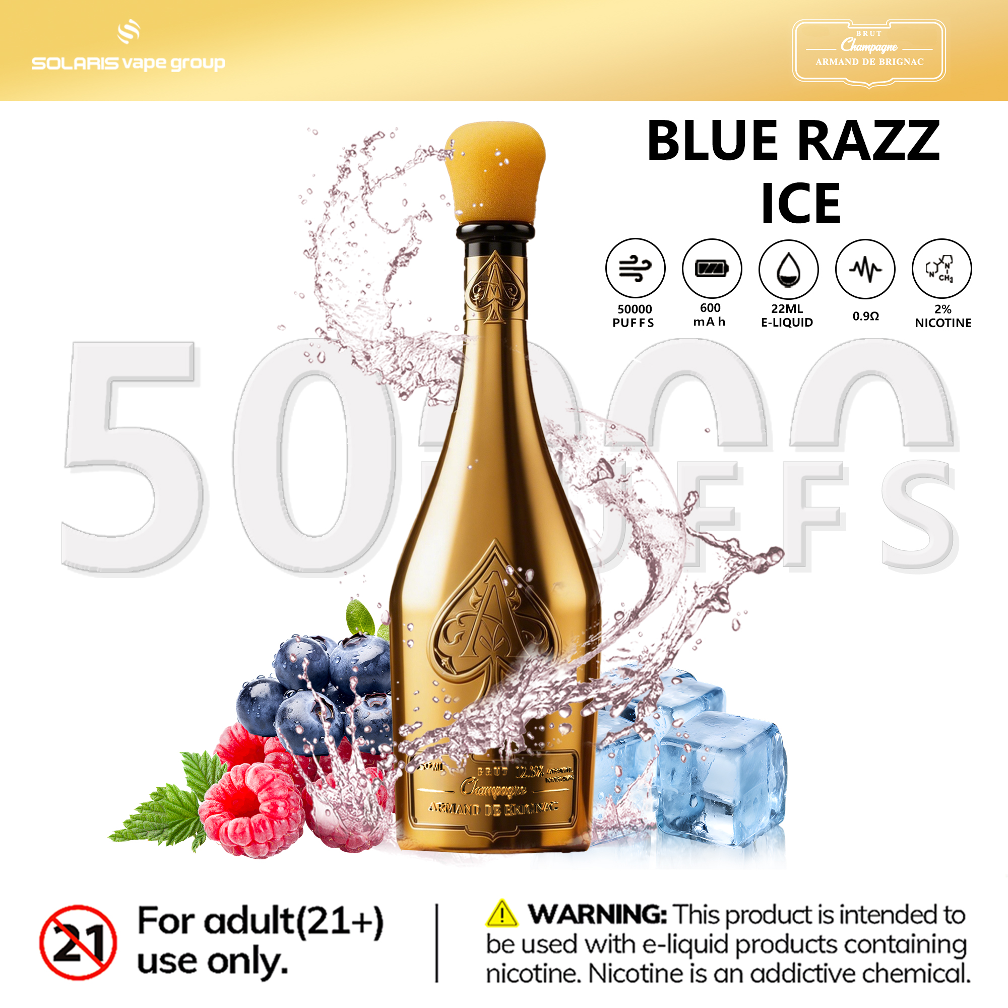 Solaris Champagne 50000 Puffs ARMAND DE BRIGNAC - Yohongvape wholesale disposable vape