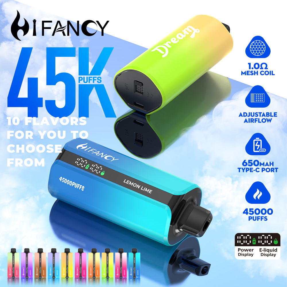 HIFANCY DREAM 45000 45K Puffs Adjustable Airflow &12 fLAVORS, Battery 650 mah, Nicotine:2%/3%/5% - Yohongvape wholesale disposable vape