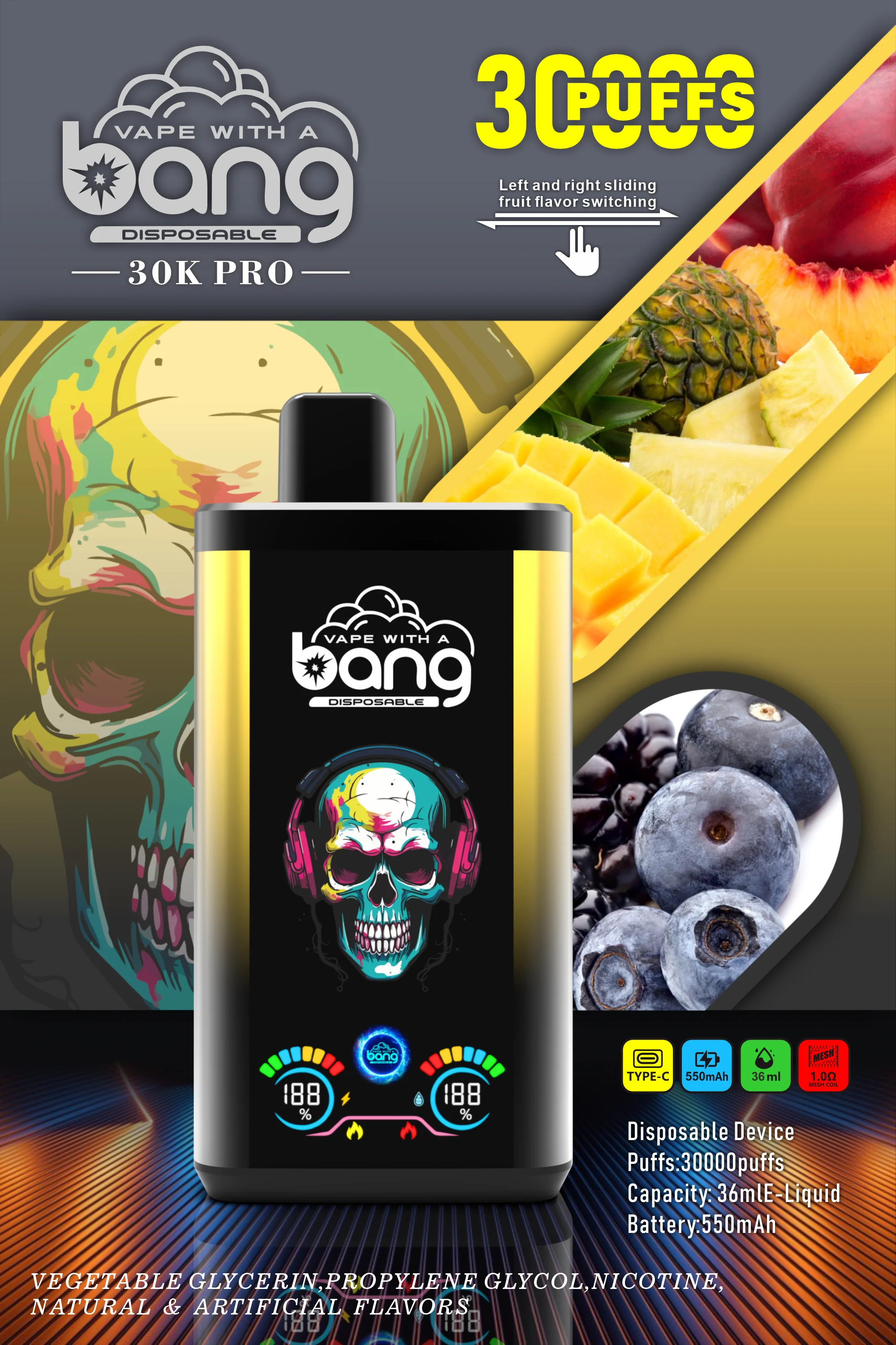 Solaris Champagne Vape 30000 30K puffs, 2% Nicotine 10 Flavors yohongvape
