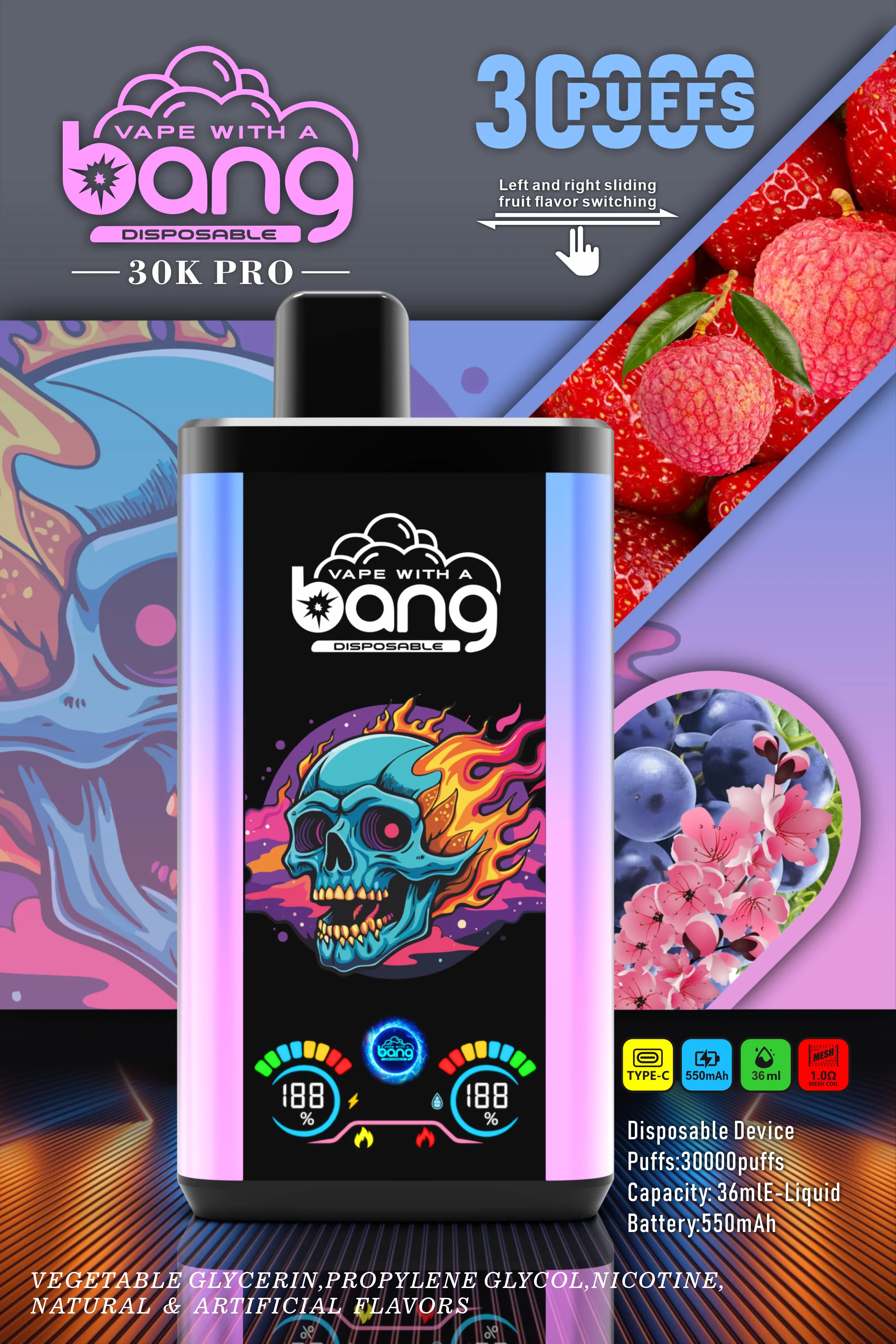 Solaris Champagne Vape 30000 30K puffs, 2% Nicotine 10 Flavors yohongvape