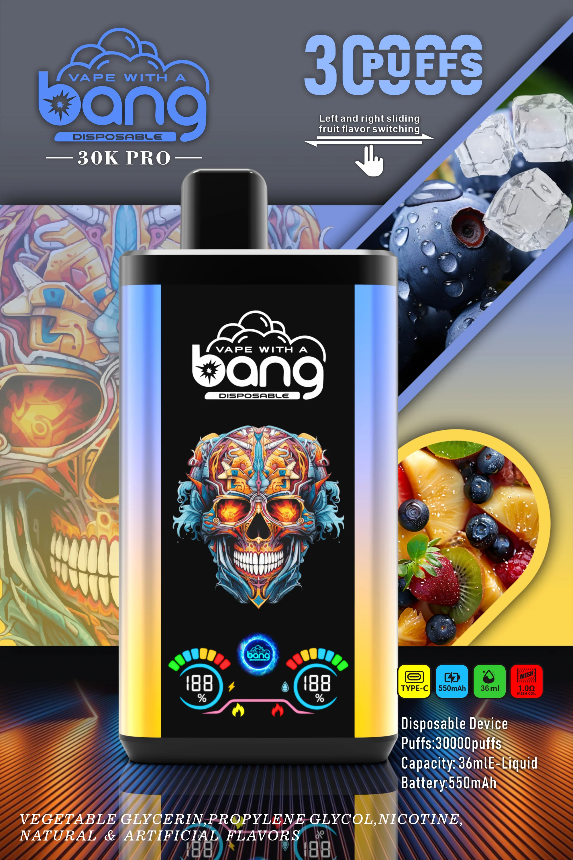 Solaris Champagne Vape 30000 30K puffs, 2% Nicotine 10 Flavors yohongvape