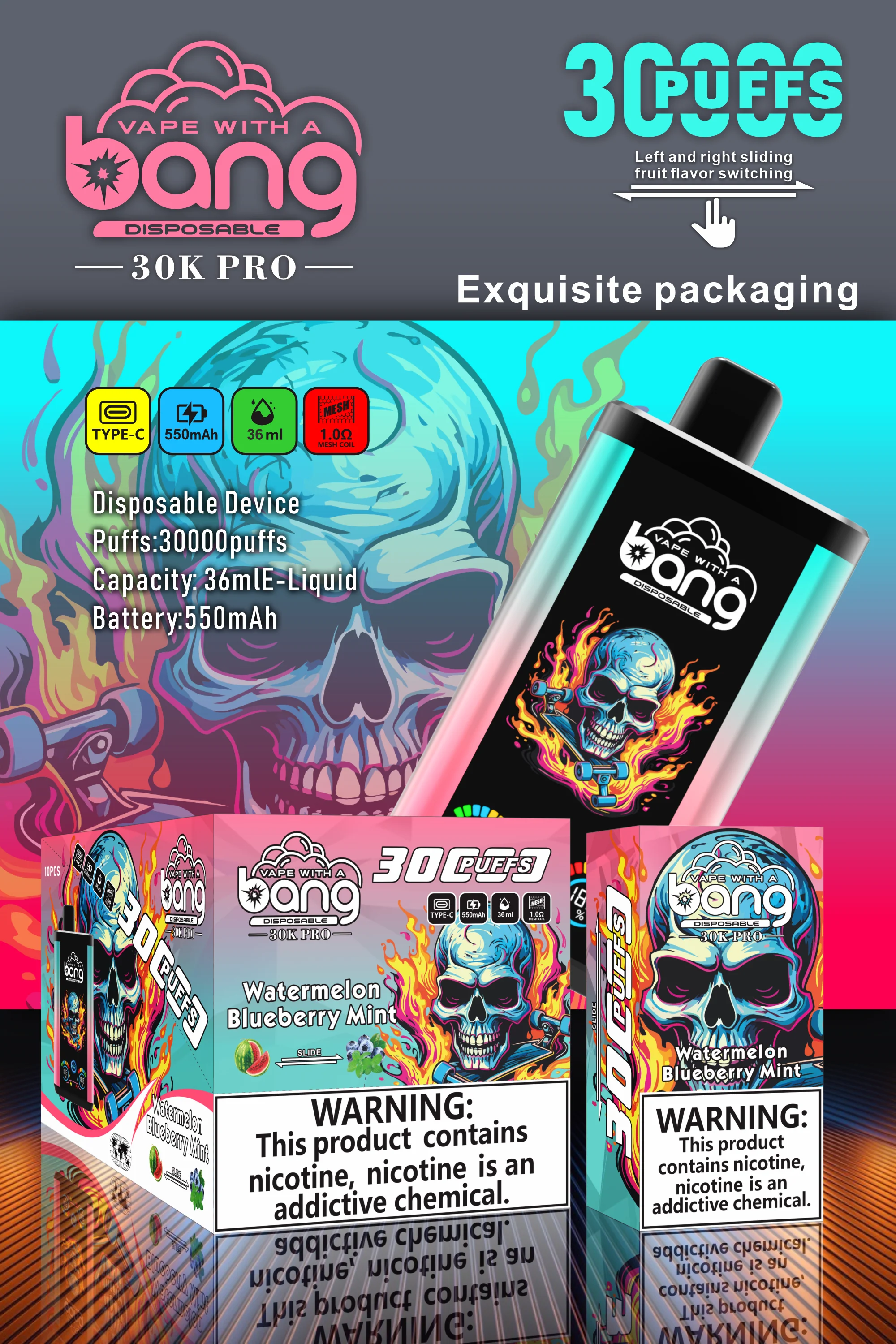 Solaris Champagne Vape 30000 30K puffs, 2% Nicotine 10 Flavors yohongvape