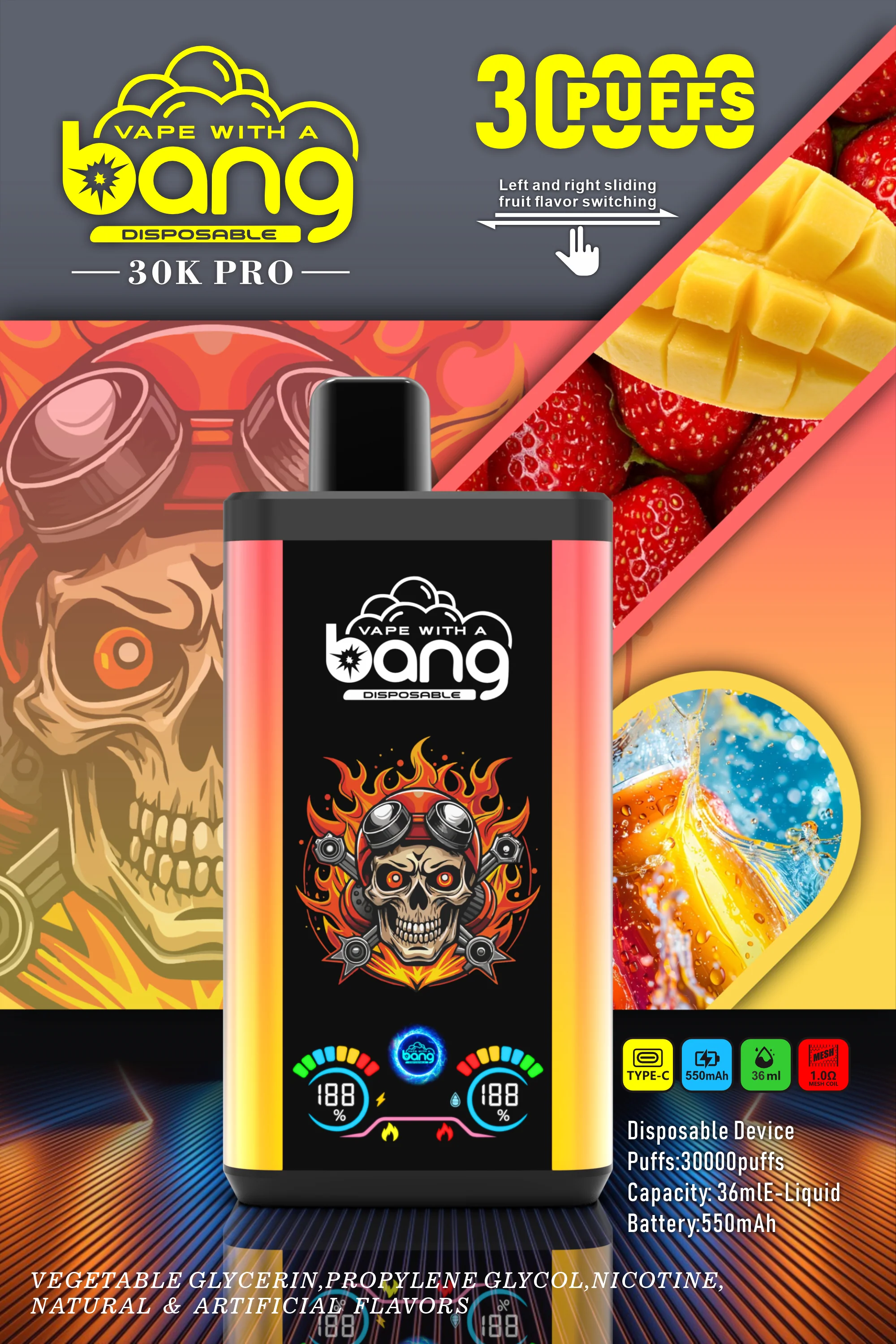 Solaris Champagne Vape 30000 30K puffs, 2% Nicotine 10 Flavors yohongvape