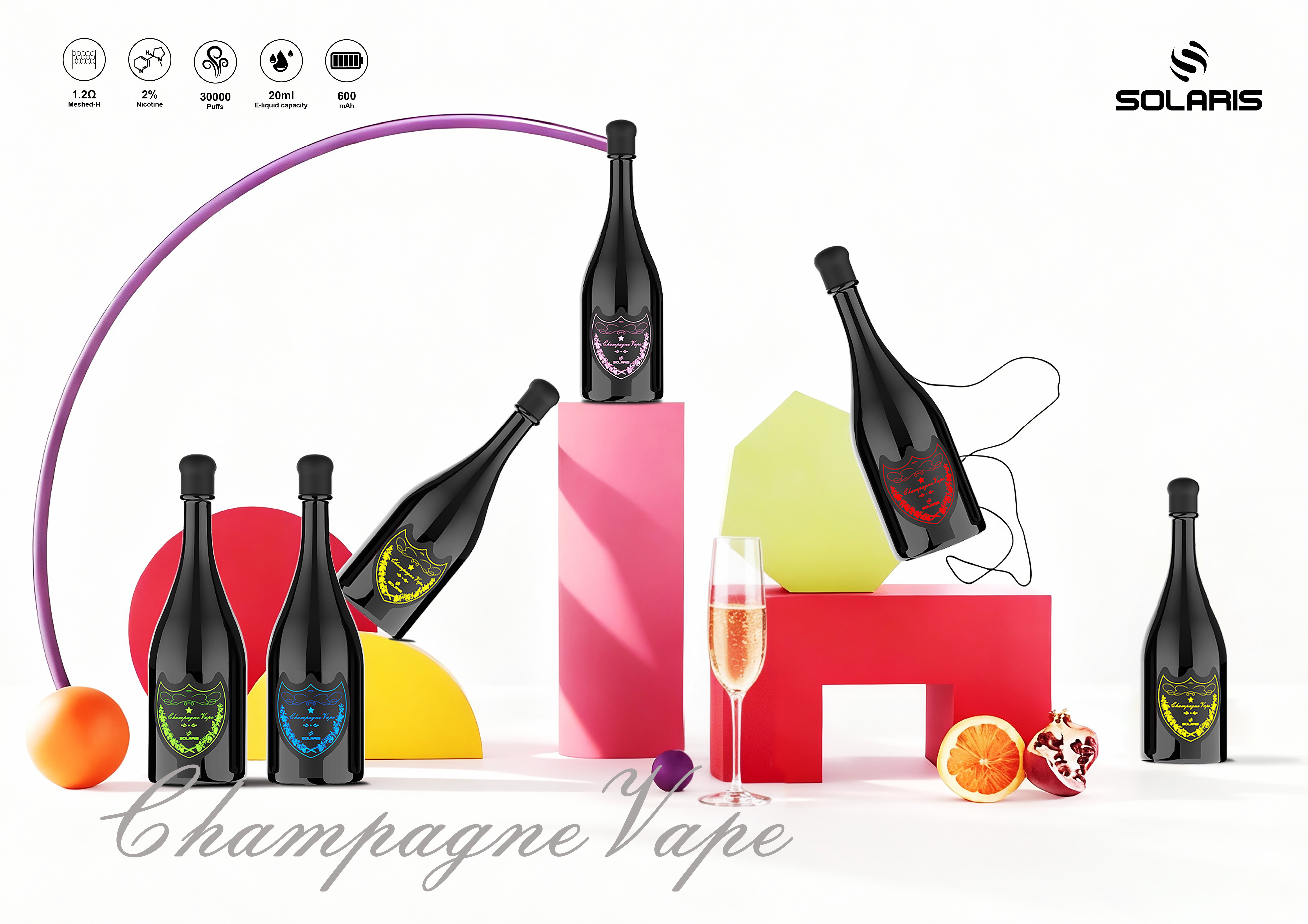 Solaris Champagne Vape 30000 30K puffs, 2% Nicotine 10 Flavors yohongvape